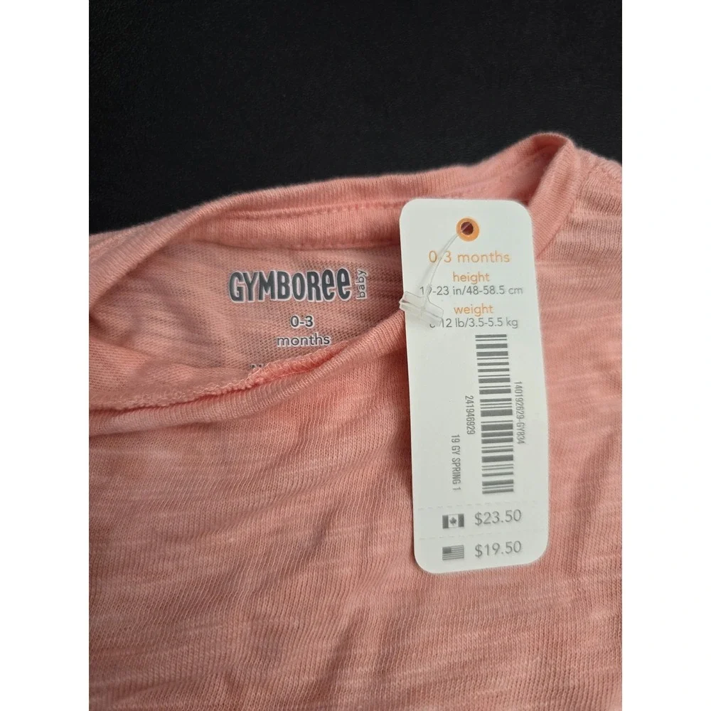 NWT Gymboree Baby Girls Peach Flutter Sleeve Peplum Tunic Top – 0-3M